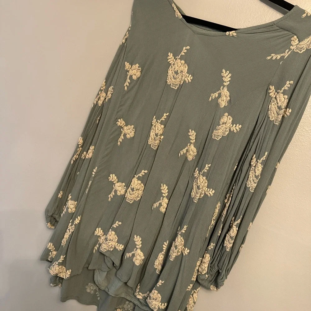 Free People Green Floral Mini Dress XS - Picture 2 of 3